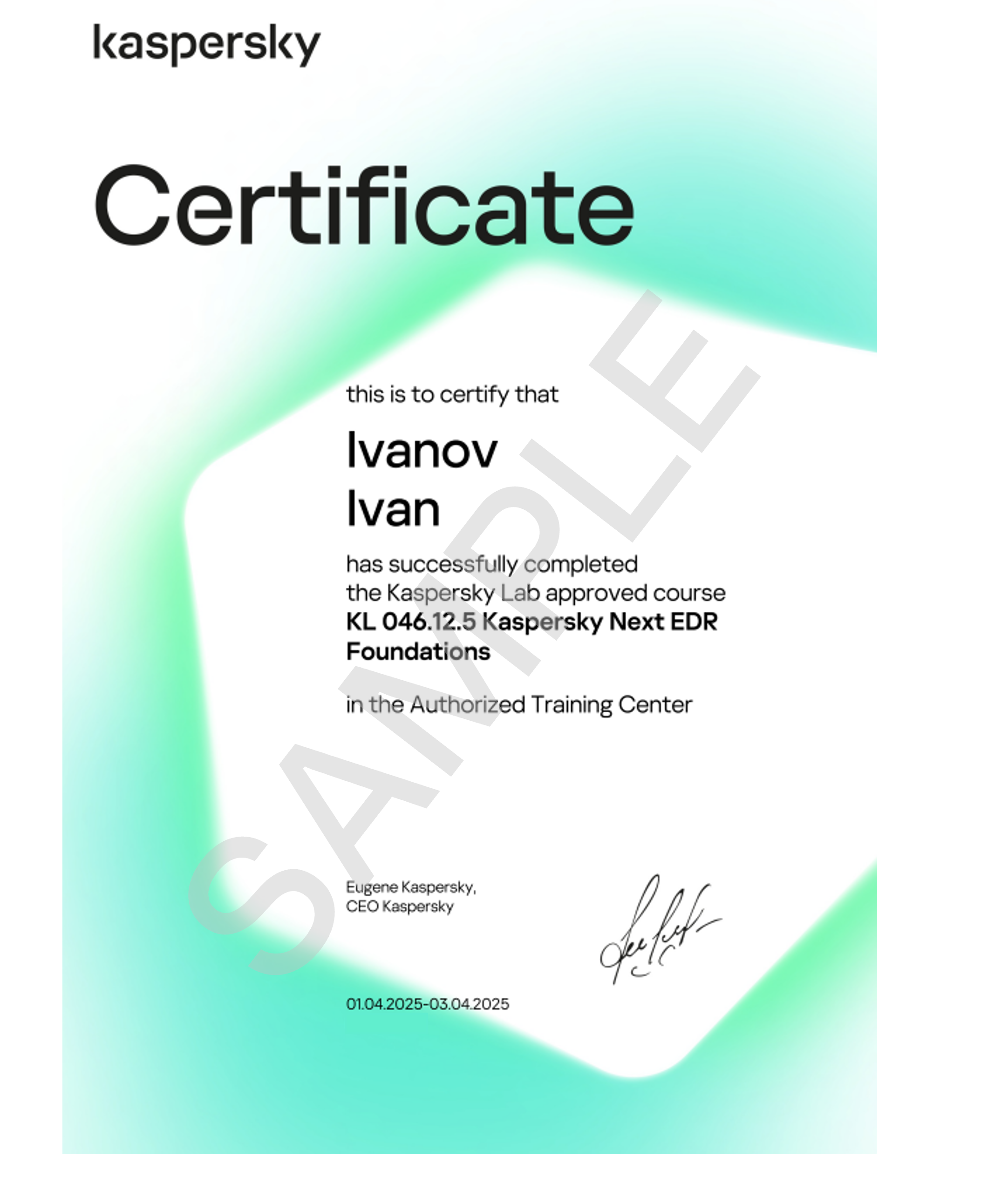 course completion certificate