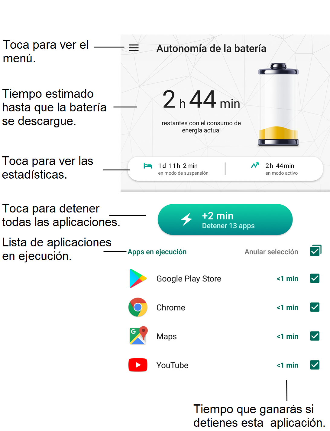 La interfaz de la aplicación