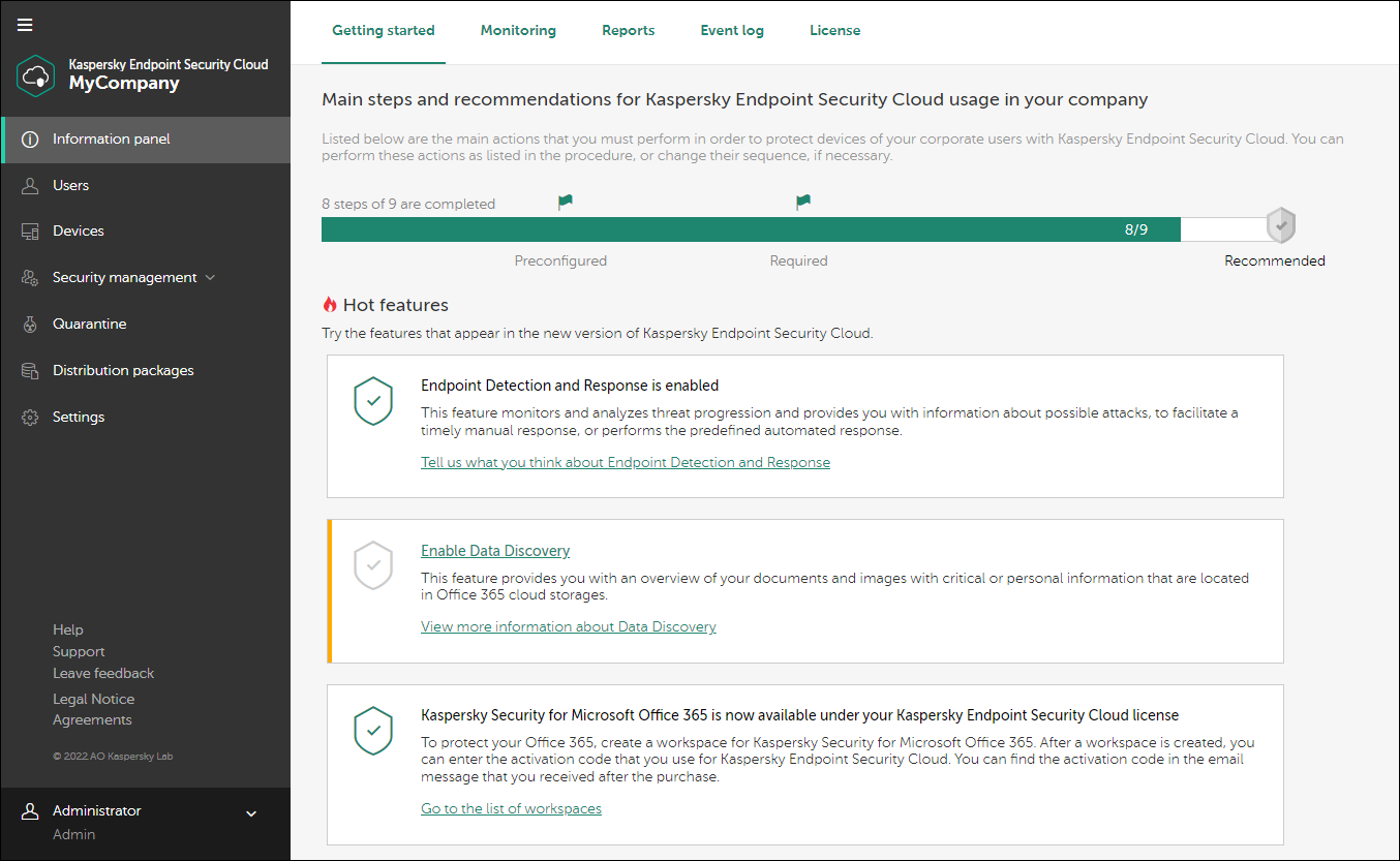 Kaspersky Endpoint Security Cloud Management Console