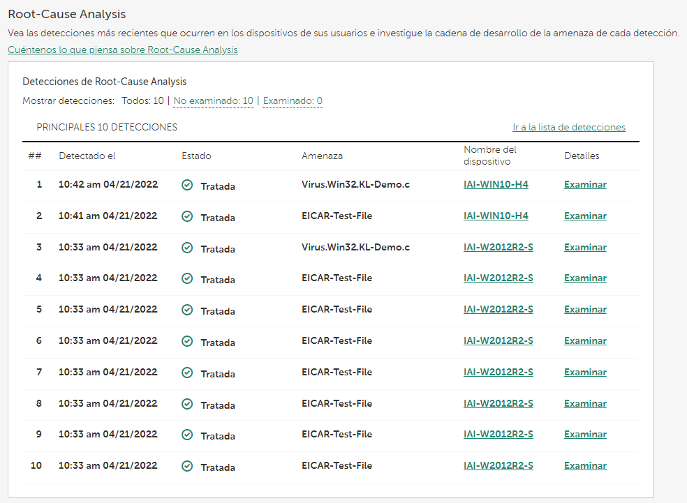 Widget de Análisis de causas raíz.
