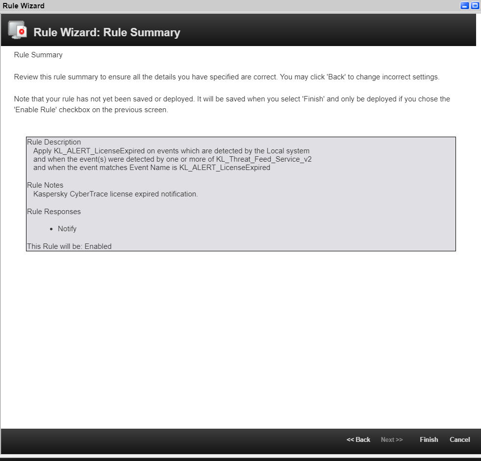 Rule summary