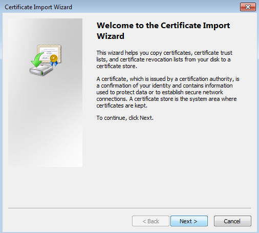 Certificate Import Wizard