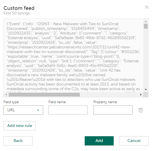 Selecting feed fields for matching