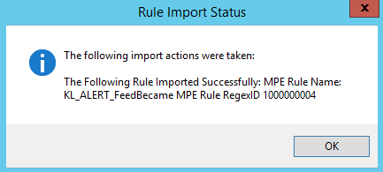 Rule Import Status window