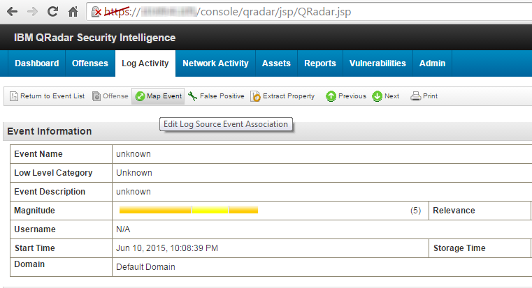 Event Information window in QRadar.