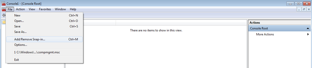 MMC-based console. File menu.
