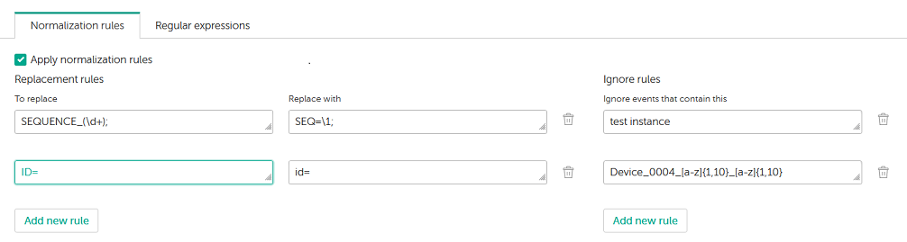 Normalization rules tab in CyberTrace.