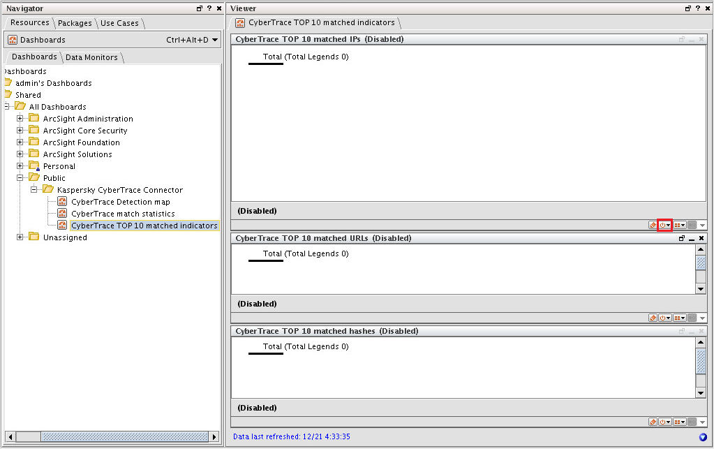 Enable Data Monitor split button in ArcSight.