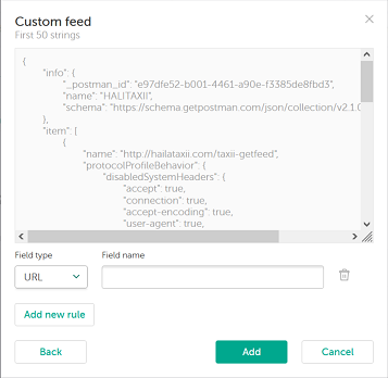 Selecting feed fields for matching.