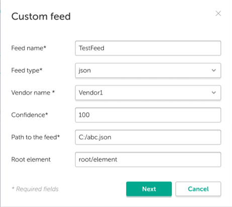 Custom feed window.