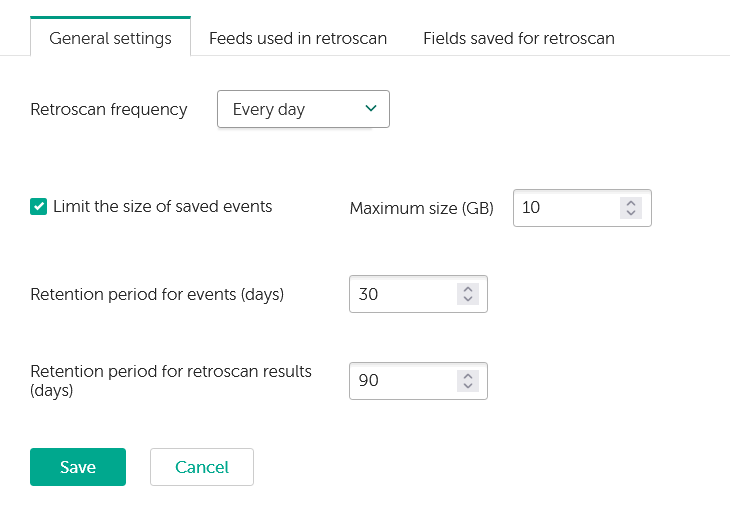 General settings tab in CyberTrace.