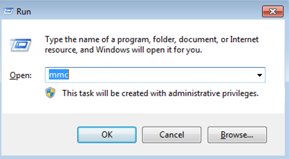 Run window. Open: mmc.