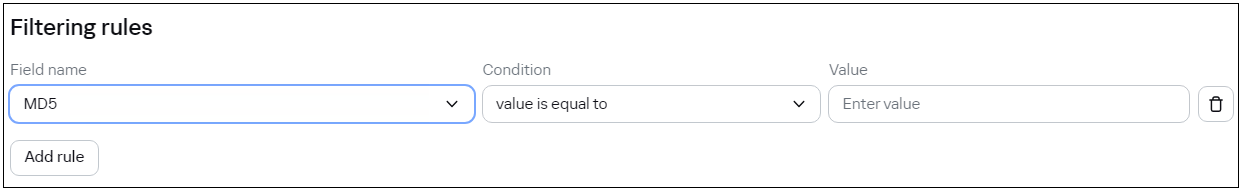 Filtering rules in CyberTrace.