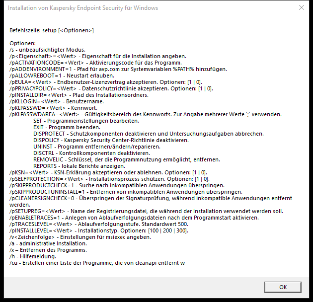 Tooltip-Fenster, das die Befehlsoptionen zum Installieren der App über CMD beschreibt.