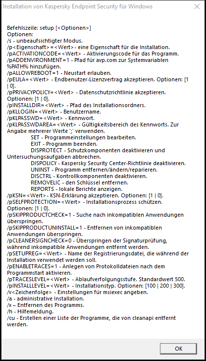 Tooltip-Fenster, das die Befehlsoptionen zum Installieren der App über CMD beschreibt.