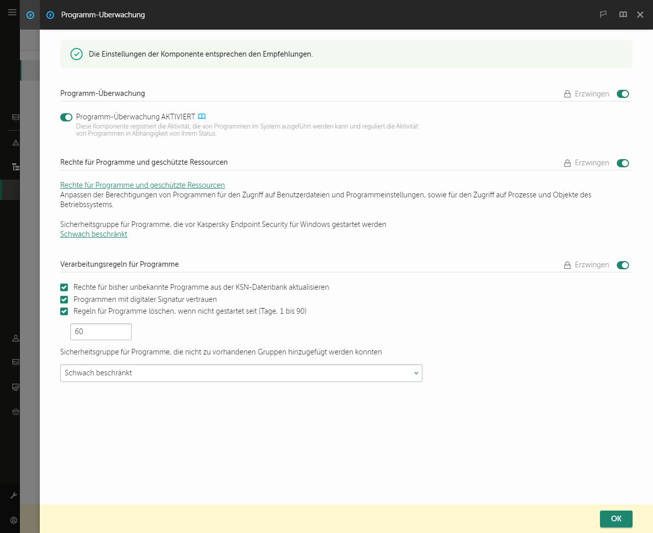 Fenster &bdquo;Einstellungen der Programm-Überwachung&ldquo;.