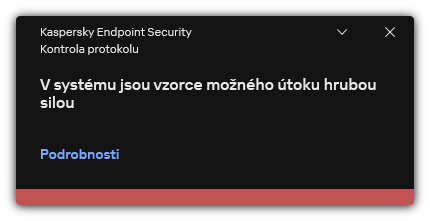 Upozornění na možný útok hrubou silou. Uživatel může zobrazit podrobné informace o pravidle.