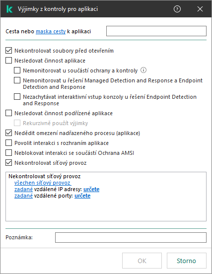 Okno s polem pro zadání cesty k souboru nebo složce. Lze použít masky.