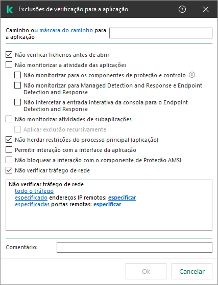 Uma janela com um campo para introduzir o caminho para um ficheiro ou pasta. As máscaras podem ser usadas.