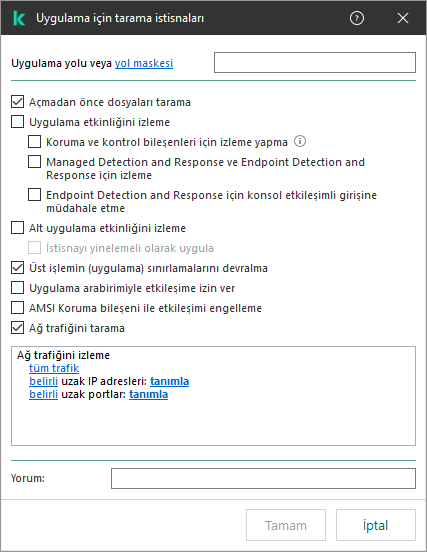 Bir dosya veya klasörün yolunu girmek için alan içeren bir pencere. Maskeler kullanılabilir.