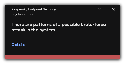 Notification about possible brute-force attack. The user can view detailed information about the rule.