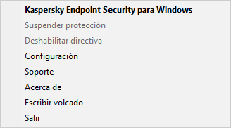 Menú con opciones de control de aplicaciones.