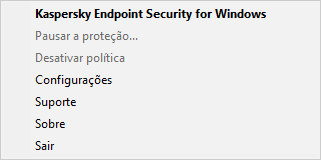 Menu com as opções de controle de aplicativos.