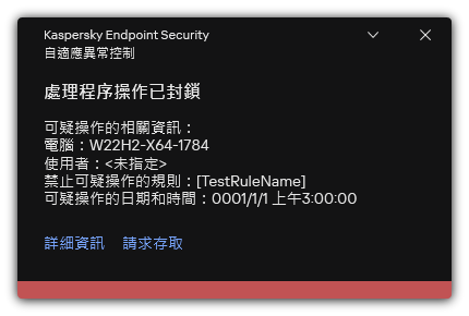 規則觸發通知。使用者可以建立處理動作允許請求。