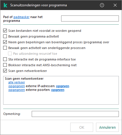 Een venster met een veld voor het invoeren van het pad naar een bestand of map. Er kunnen maskers worden gebruikt.