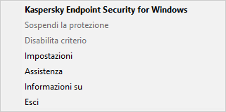 Menu con le opzioni di controllo dell'applicazione.