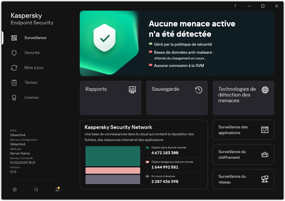 Fenêtre principale du Light Agent.