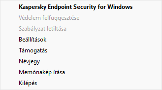 Alkalmazásfelügyeleti lehetőségeket tartalmazó menü.