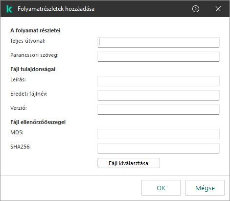 EDR-telemetriai kizárás ablaka.