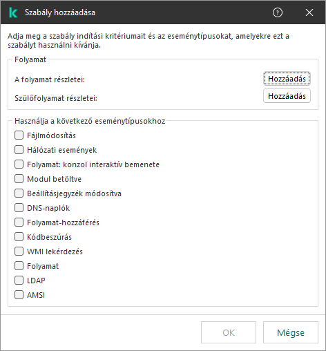 EDR-telemetriai kizárás ablaka.