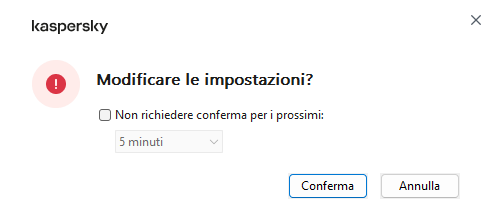 La finestra contiene i campi per l'immissione del nome utente e della password. L'utente può selezionare un periodo di tempo durante il quale l'applicazione non richiede la password.
