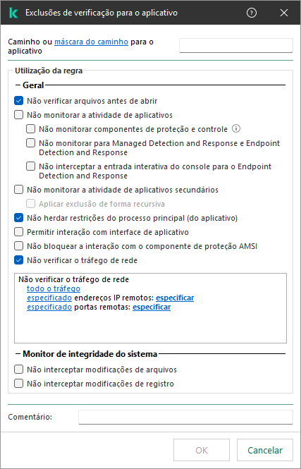 Uma janela com campo para inserir o caminho para o arquivo ou pasta. Máscaras podem ser usadas.