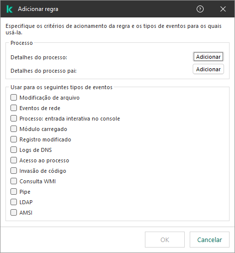 Parâmetros de exclusão de telemetria EDR.
