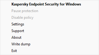 Menu with application control options.