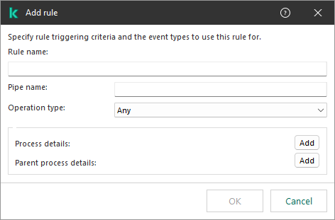 EDR telemetry exclusion rule window. The user can specify the rule triggering criteria.
