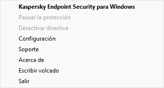 Menú con opciones de control de aplicaciones.