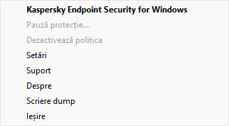 Meniu cu opțiuni de control al aplicației.