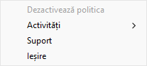 Meniu cu elemente de control al aplicației într-o interfață simplificată.