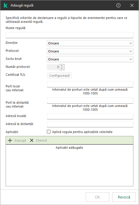 Fereastra regulii de excludere a telemetriei EDR. Utilizatorul poate specifica criteriile de declanșare a regulii.