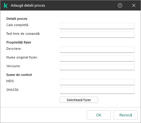 Fereastra de excludere a telemetriei EDR.