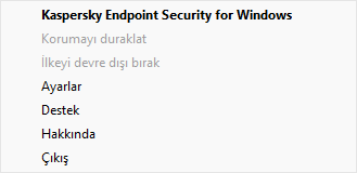 Uygulama denetim seçenekleri içeren menü.