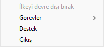 Basitleştirilmiş bir arabirimde uygulama denetim öğeleri içeren menü.