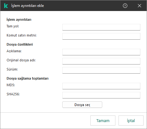 EDR telemetri istisnaları penceresi.