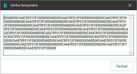 Uma janela com uma senha temporária.
