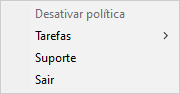 Menu com itens de controle de aplicativos em interface simplificada.