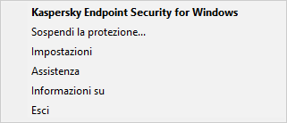 Menu con le opzioni di controllo dell'applicazione.